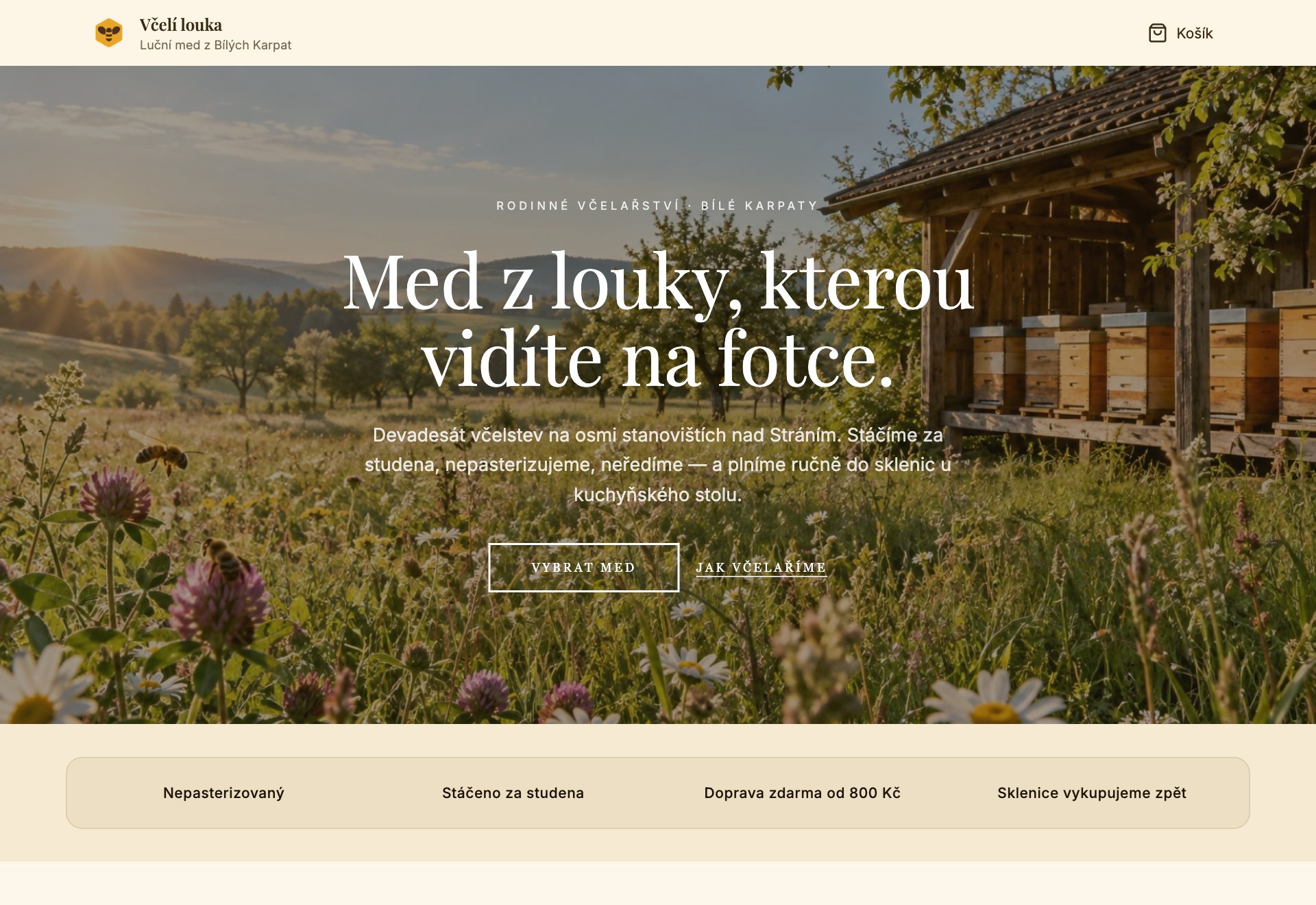 Ukázka e-shopu Včelí louka postaveného v Krámku